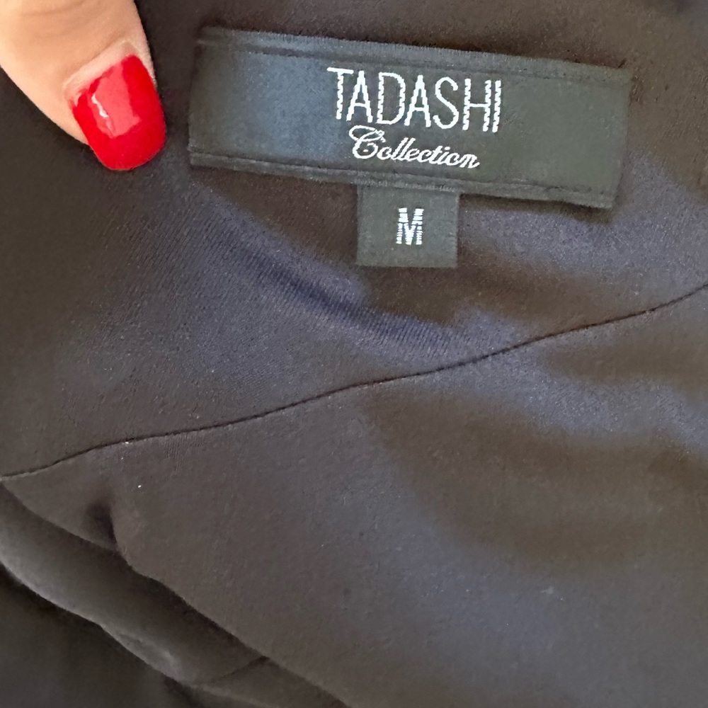 TADASHI COLLECTION VTG LBD Black Shirred MIDI Dress Sz Med Dark Romantic Goth - Picture 7 of 7